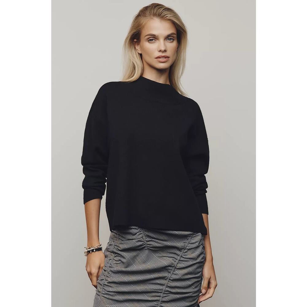 Maeve Anthropologie Black Mockneck Sweater Blouse Top Size Medium
